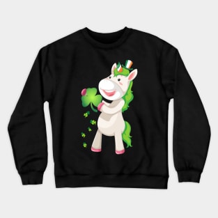 St Patricks Day Girls Dabbing Unicorn Leprechaun Lepricorn Crewneck Sweatshirt